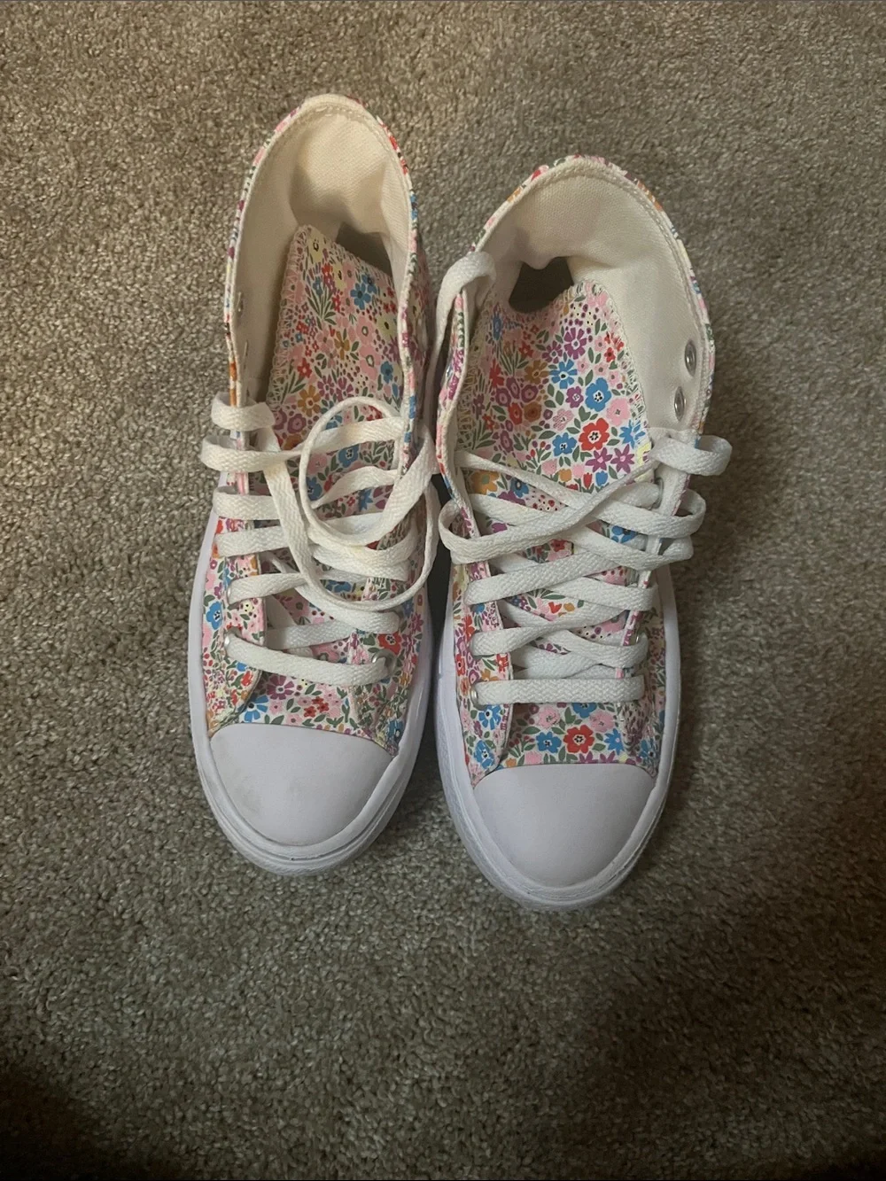 Converse Girls' Pink Floral High-Top Sneakers
